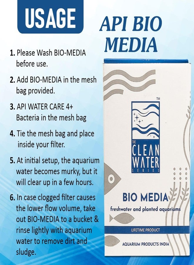 VAYINATO Aquarium Products India (Api) - Bio Media Aquarium Filter Media With Free Water Care 4+ And Net Bag (500G- Suitable For Mini Hang On Cannister Filters) - Image 5